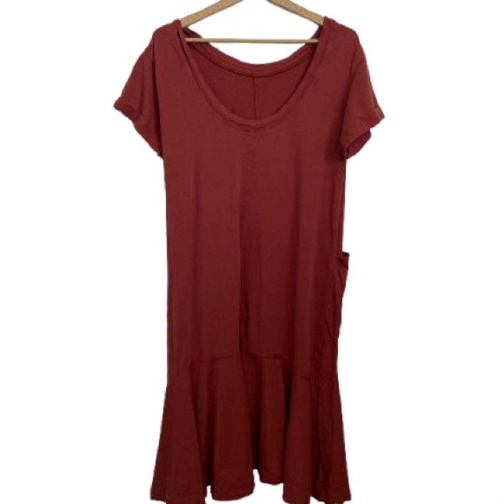 Saturday Sunday Anthropologie Wine Red Scoop Neck Midi Dress M